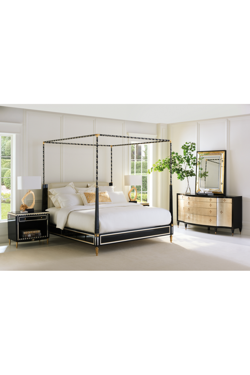 Black Leather Canopy Bed | Caracole The Couturier | Oroatrade.com