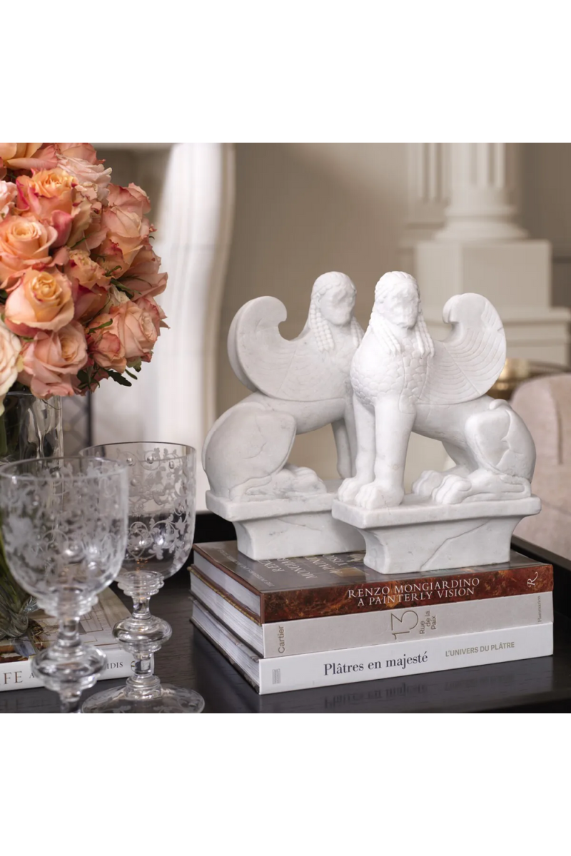 White Marble Greek Sculpture Set (2) | Met x Eichholtz Sphinx | Oroatrade.com