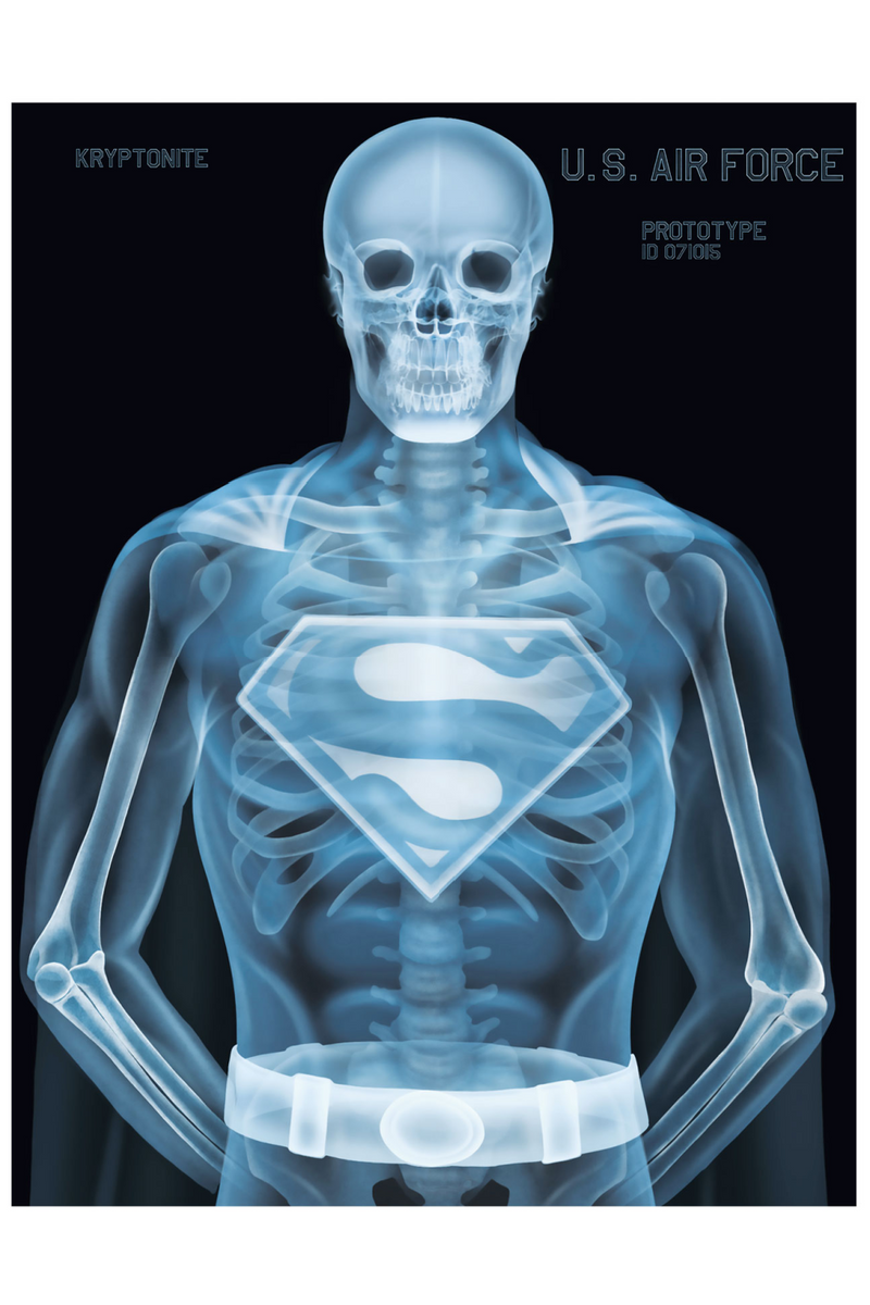 Black Skeletal Superhero Neon Artwork | Andrew Martin Superman | OROATRADE