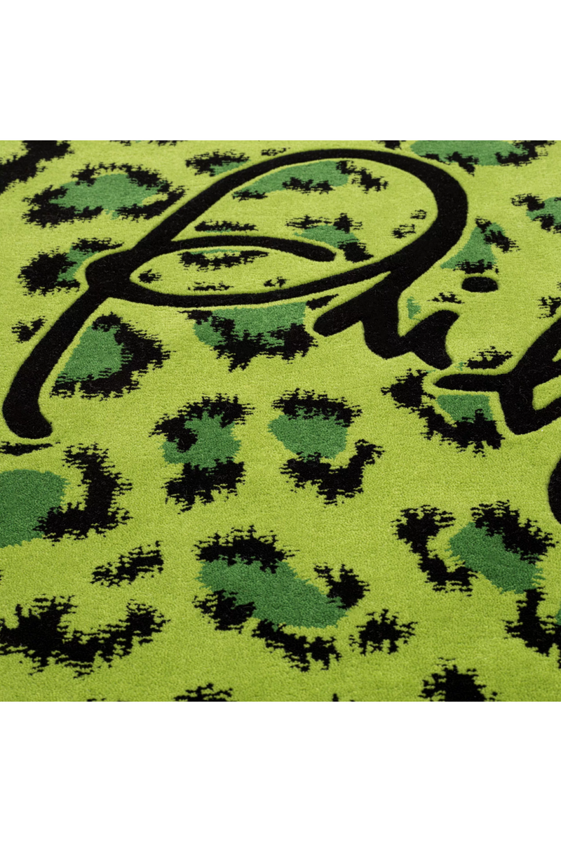 Green Panther Printed Wool Carpet 10' x 13' | Philipp Plein Jungle | Oroatrade.com
