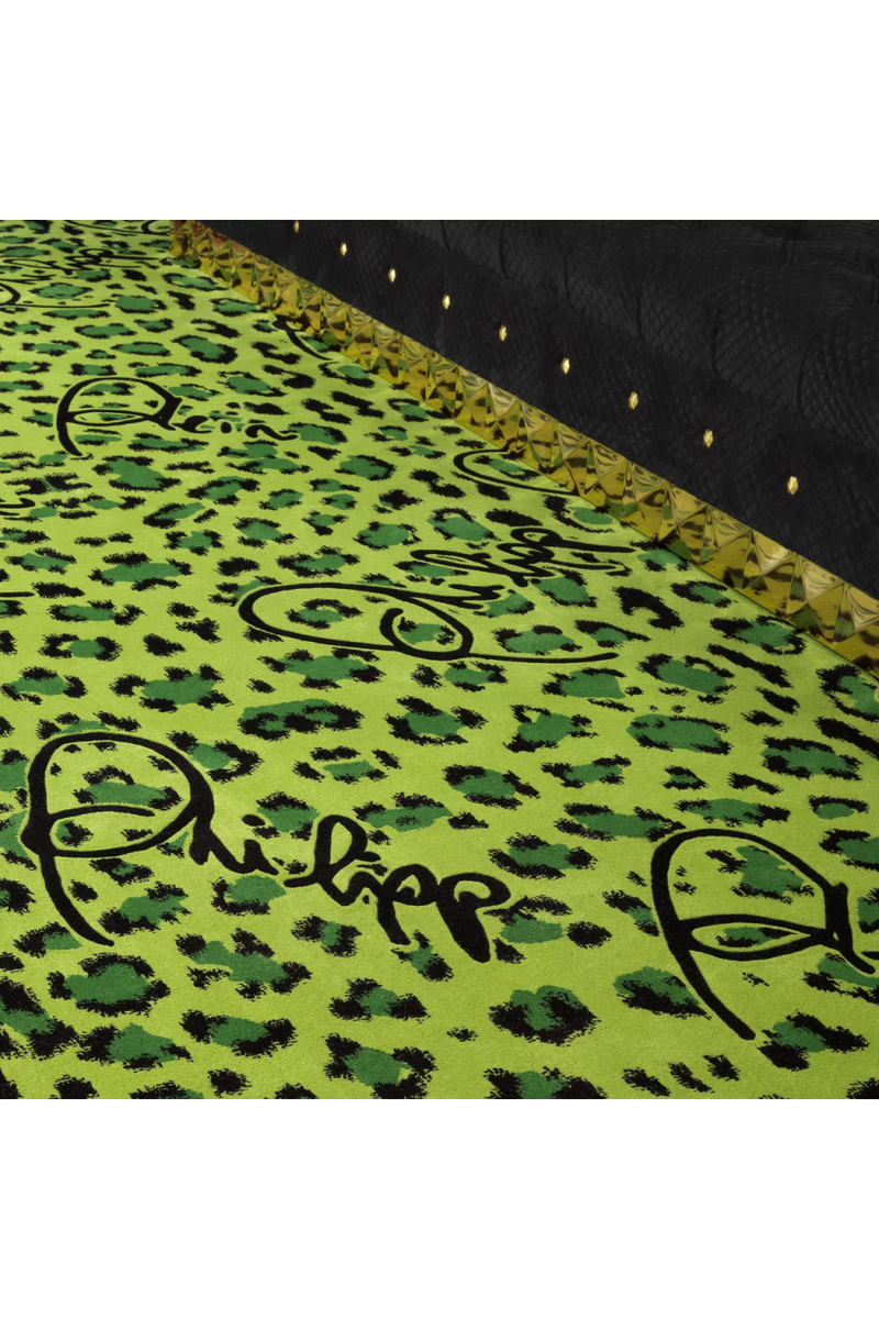 Green Panther Printed Wool Carpet 10' x 13' | Philipp Plein Jungle | Oroatrade.com