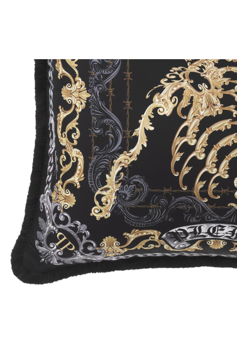 Printed Silk Cushion With Fringes - L | Philipp Plein Skeleton | Oroatrade.com