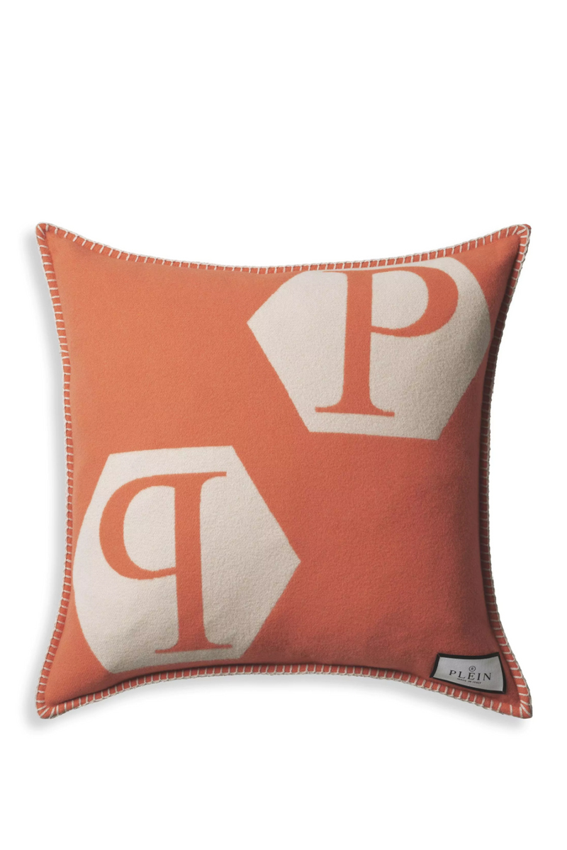 Orange Pastel-Hued Modern Cushion | Philipp Plein Cashmere | Oroatrade.com