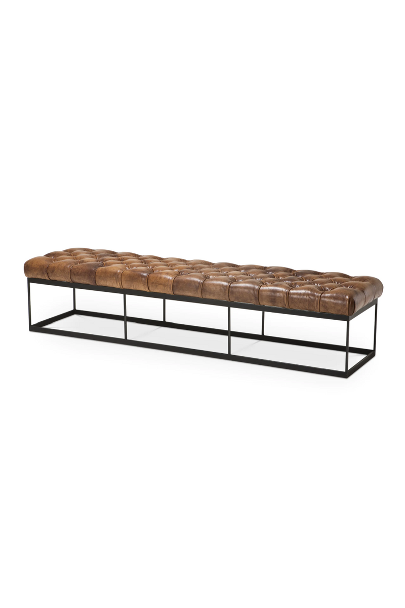 Brown Leather Buttoned Bench | Eichholtz York | Oroatrade.com