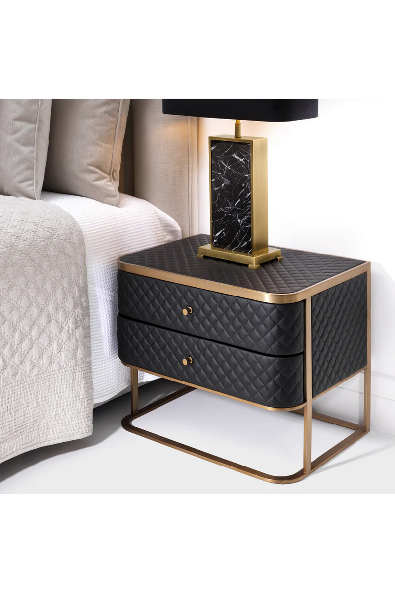 Black Leather Side Table | Eichholtz Monfort | OROA TRADE