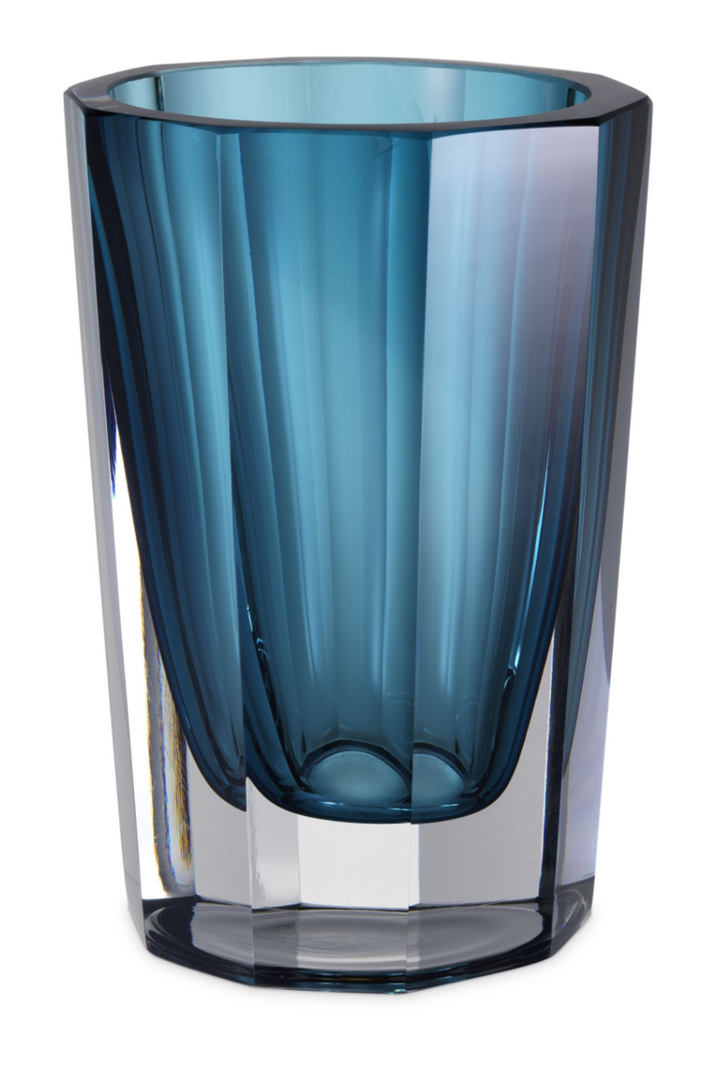 Blue Octagonal Glass Vase | Eichholtz Chavez | Oroatrade.com