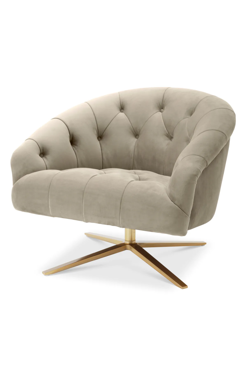 Beige Velvet Tufted Swivel Chair | Eichholtz Gardner | Oroatrade.com