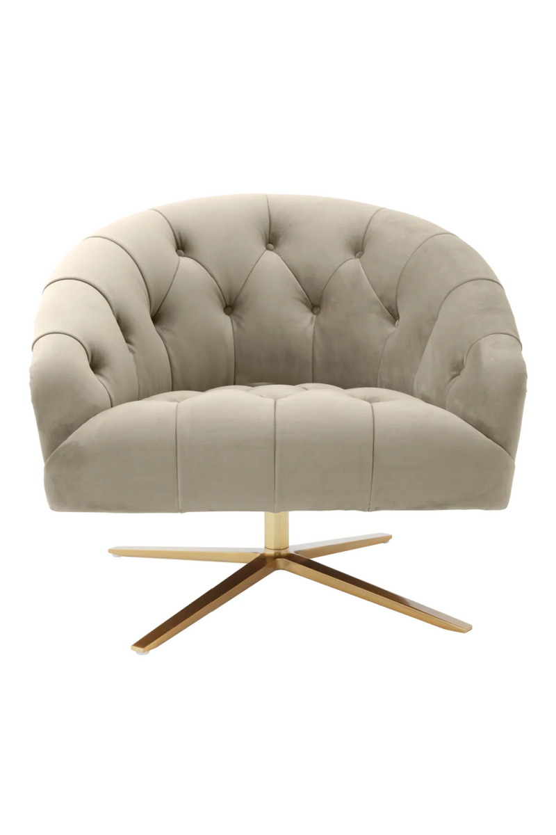 Beige Velvet Tufted Swivel Chair | Eichholtz Gardner | Oroatrade.com