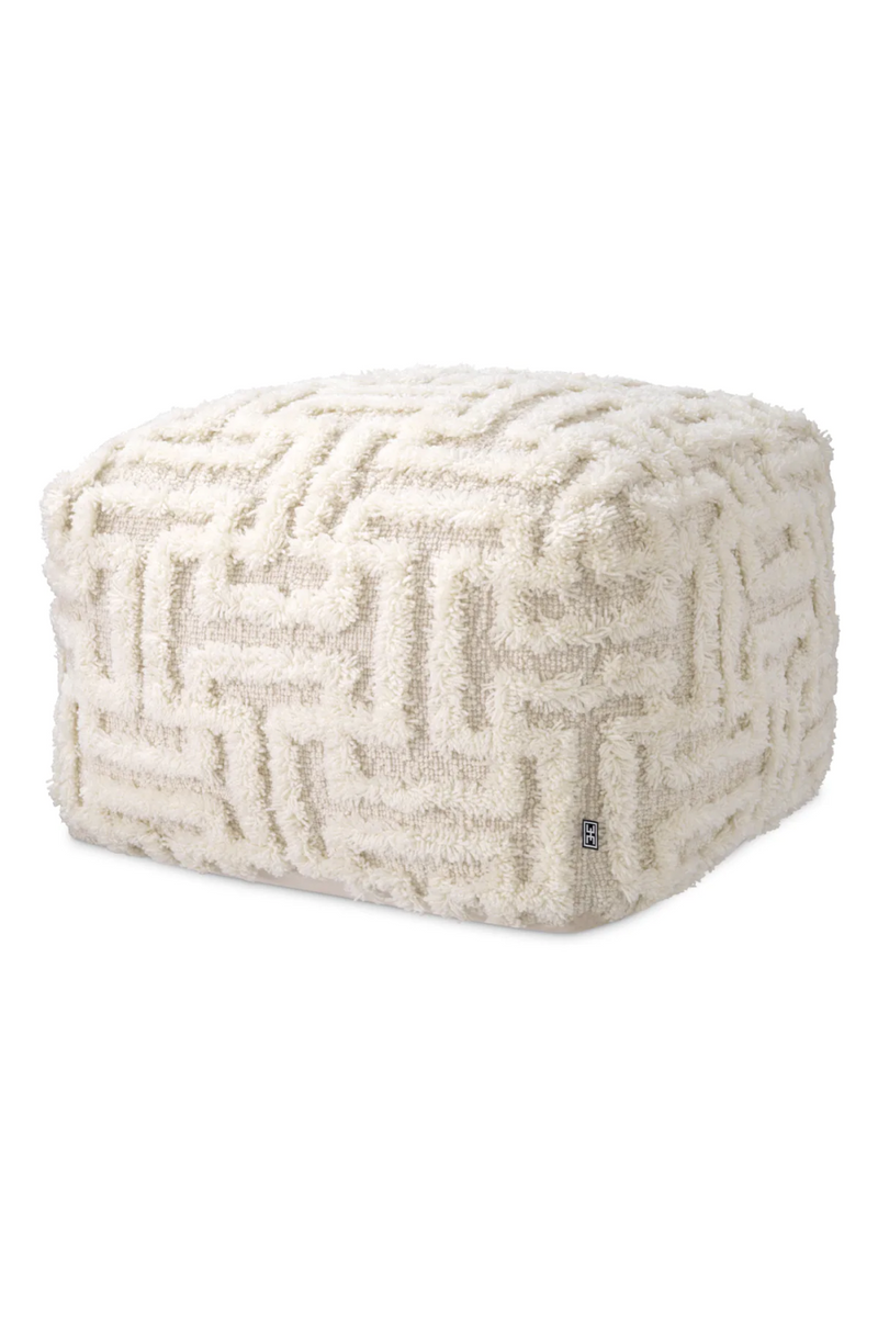 White Wool Maze Stool | Eichholtz Amphion | Oroatrade.com