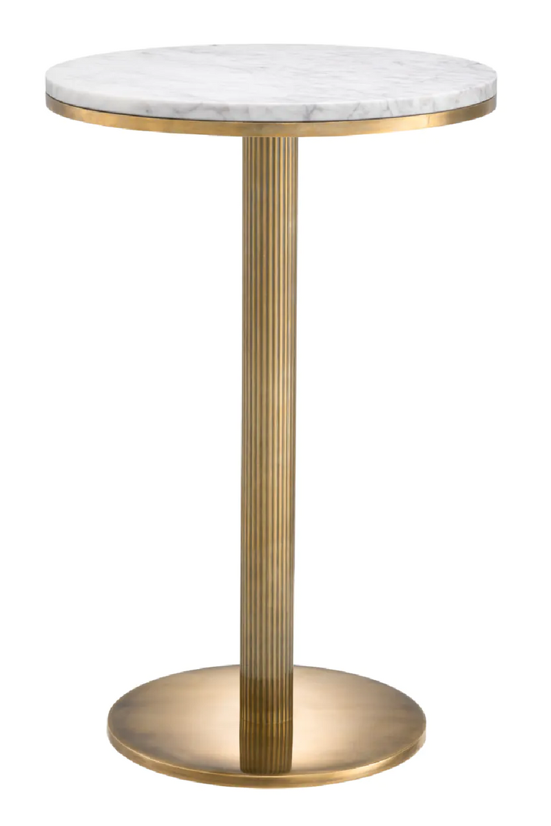 White Marble Pedestal Side Table | Eichholtz Tavolara | Oroatrade.com