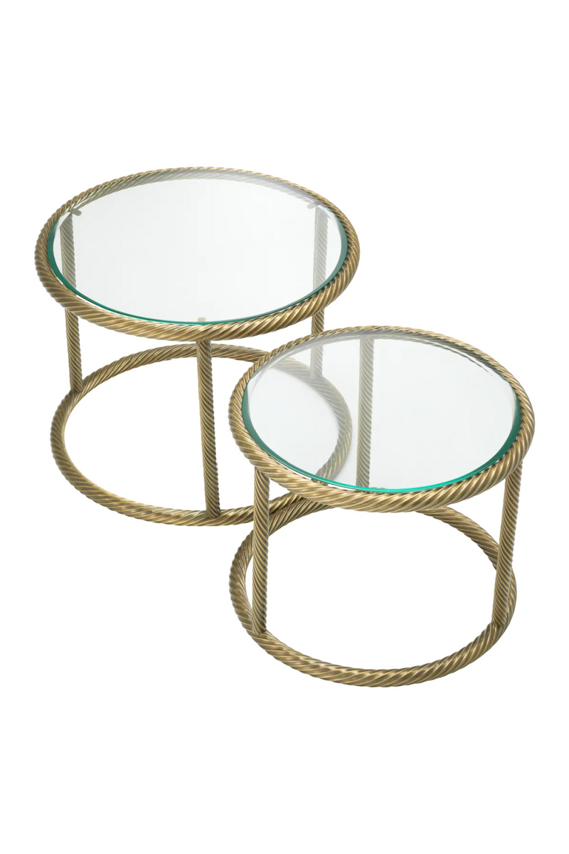 Vintage Brass Round Side Tables (2) | Eichholtz Addison | Oroatrade.com