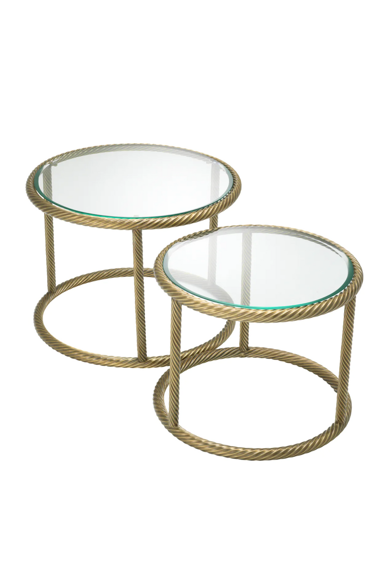 Vintage Brass Round Side Tables (2) | Eichholtz Addison | Oroatrade.com