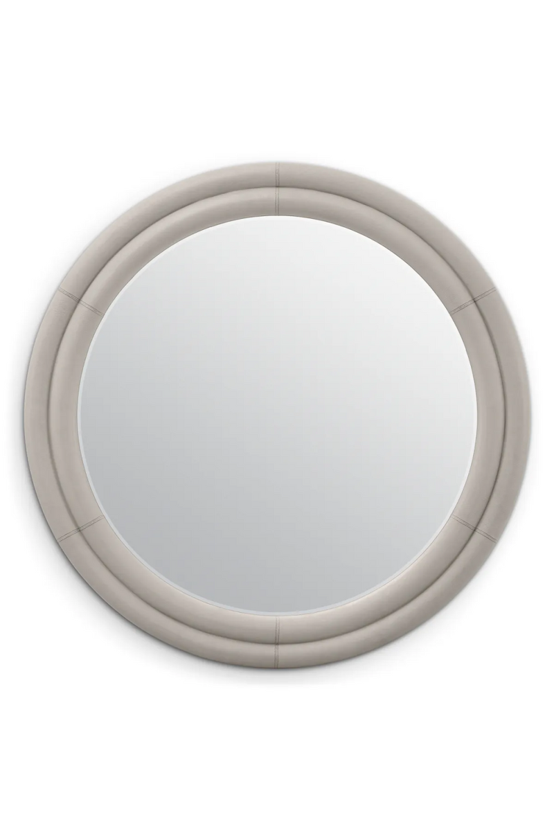 Gray Leather Round Mirror | Eichholtz Bastioni | Oroatrade.com