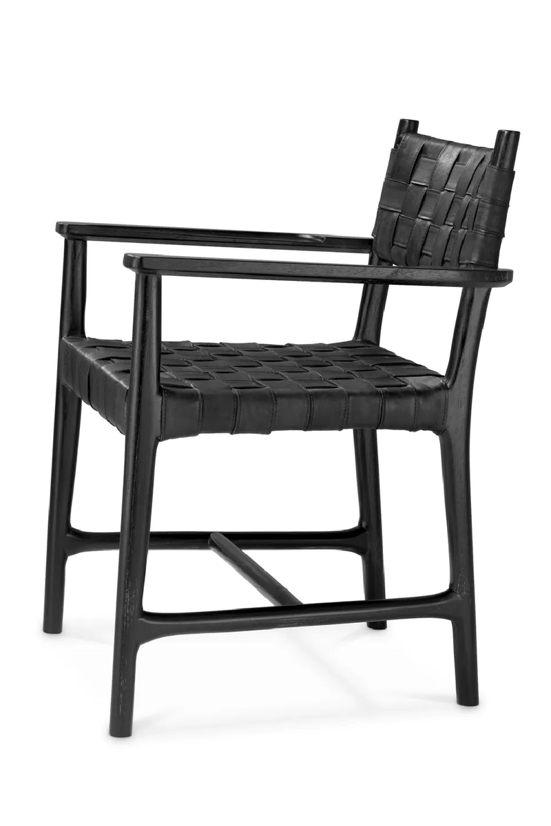 Woven Black Leather Dining Armchair | Eichholtz Tiberio | Oroatrade.com