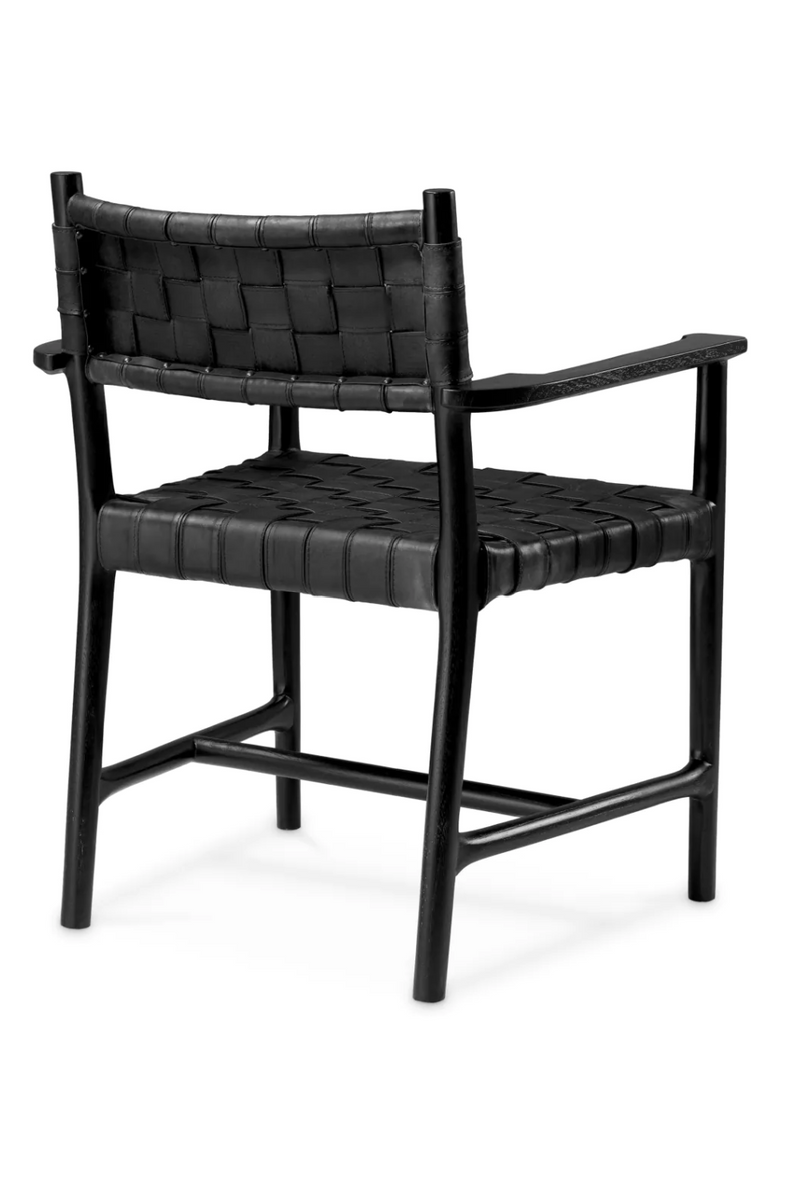 Woven Black Leather Dining Armchair | Eichholtz Tiberio | Oroatrade.com