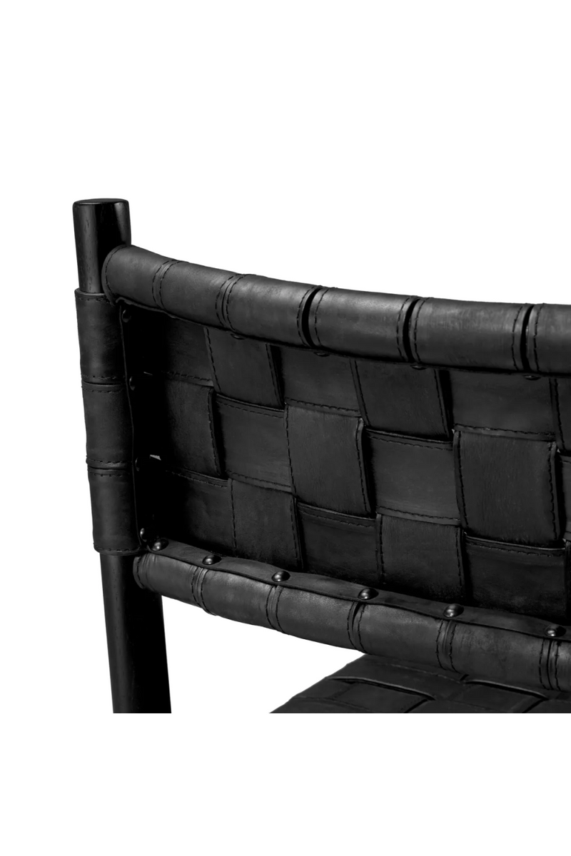 Woven Black Leather Dining Armchair | Eichholtz Tiberio | Oroatrade.com