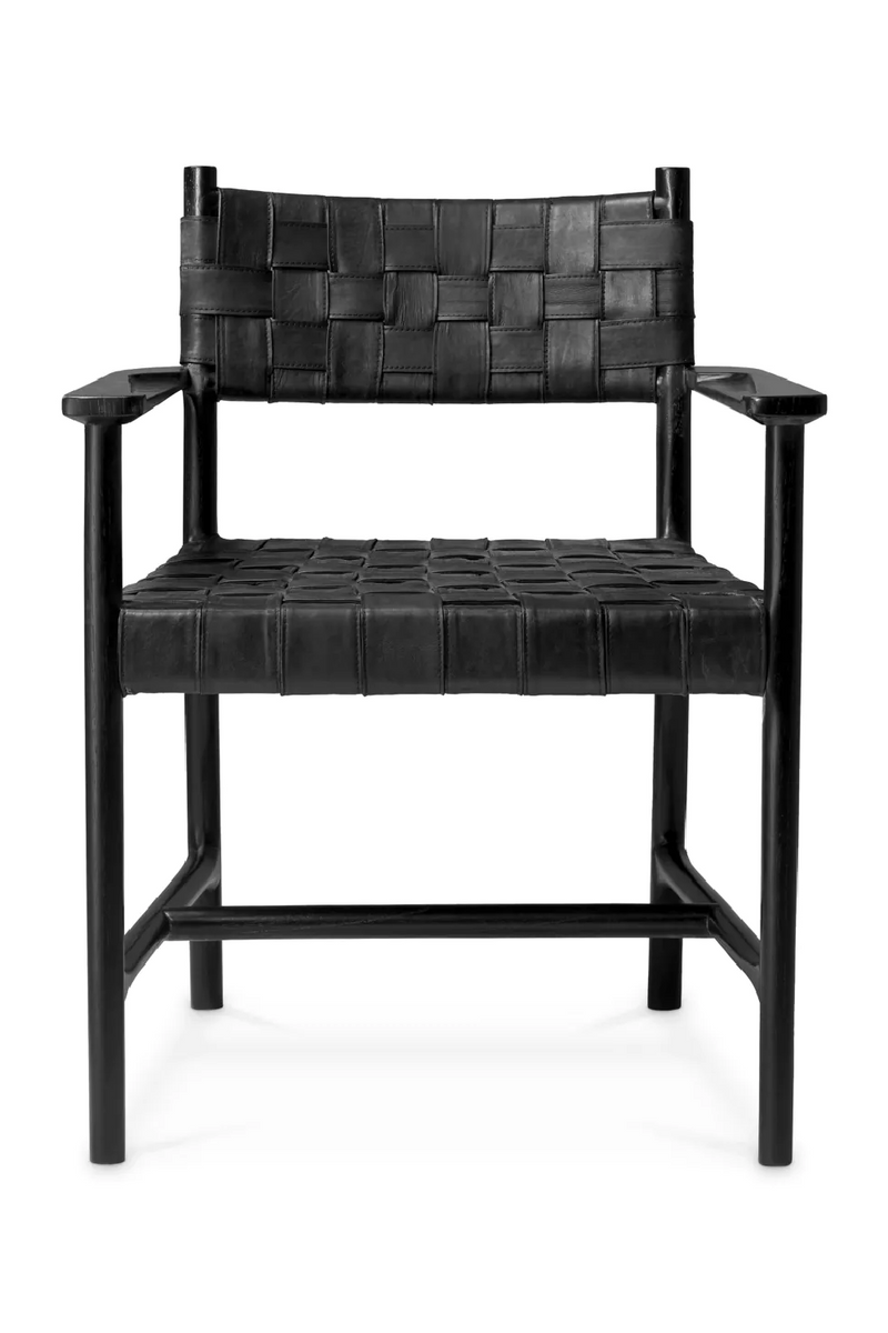 Woven Black Leather Dining Armchair | Eichholtz Tiberio | Oroatrade.com