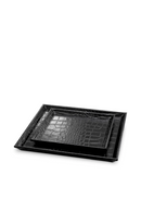Croco Black Leather Tray Set (2) | Eichholtz Scaleo | Oroatrade.com