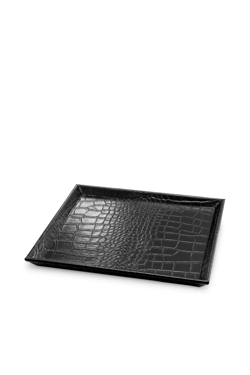 Croco Black Leather Tray Set (2) | Eichholtz Scaleo