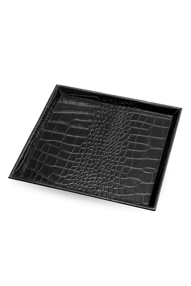 Croco Black Leather Tray Set (2) | Eichholtz Scaleo
