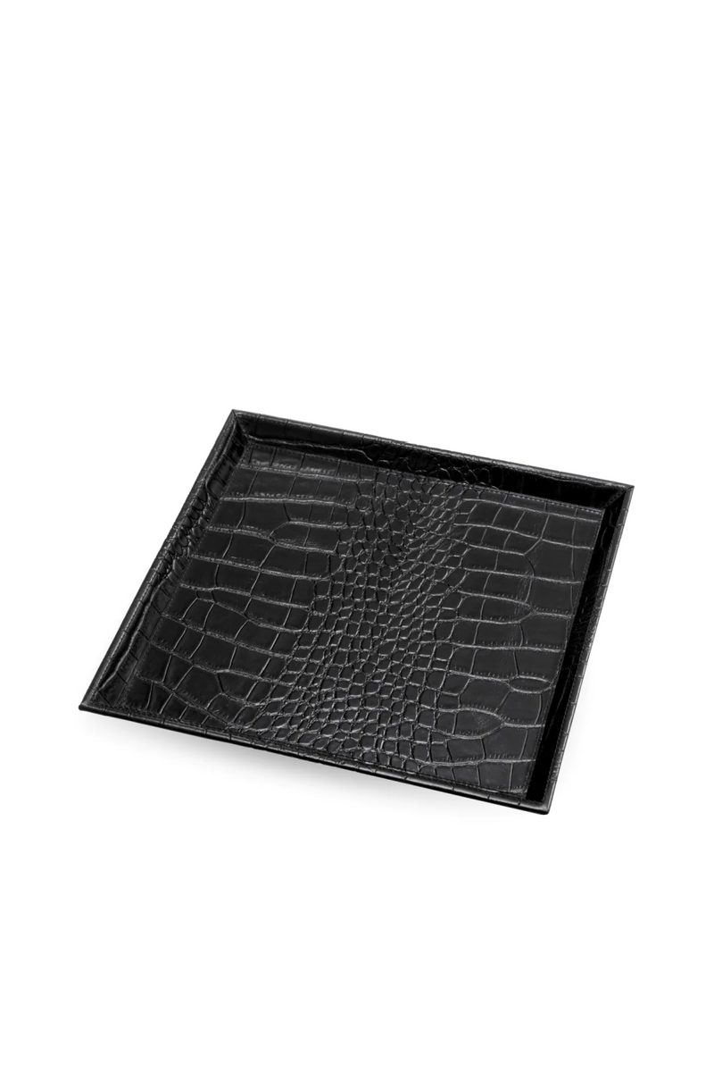 Croco Black Leather Tray Set (2) | Eichholtz Scaleo