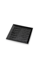 Croco Black Leather Tray Set (2) | Eichholtz Scaleo | Oroatrade.com