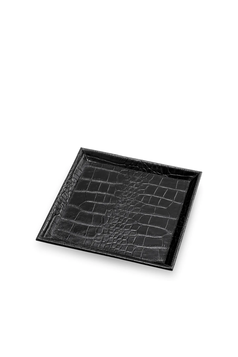 Croco Black Leather Tray Set (2) | Eichholtz Scaleo