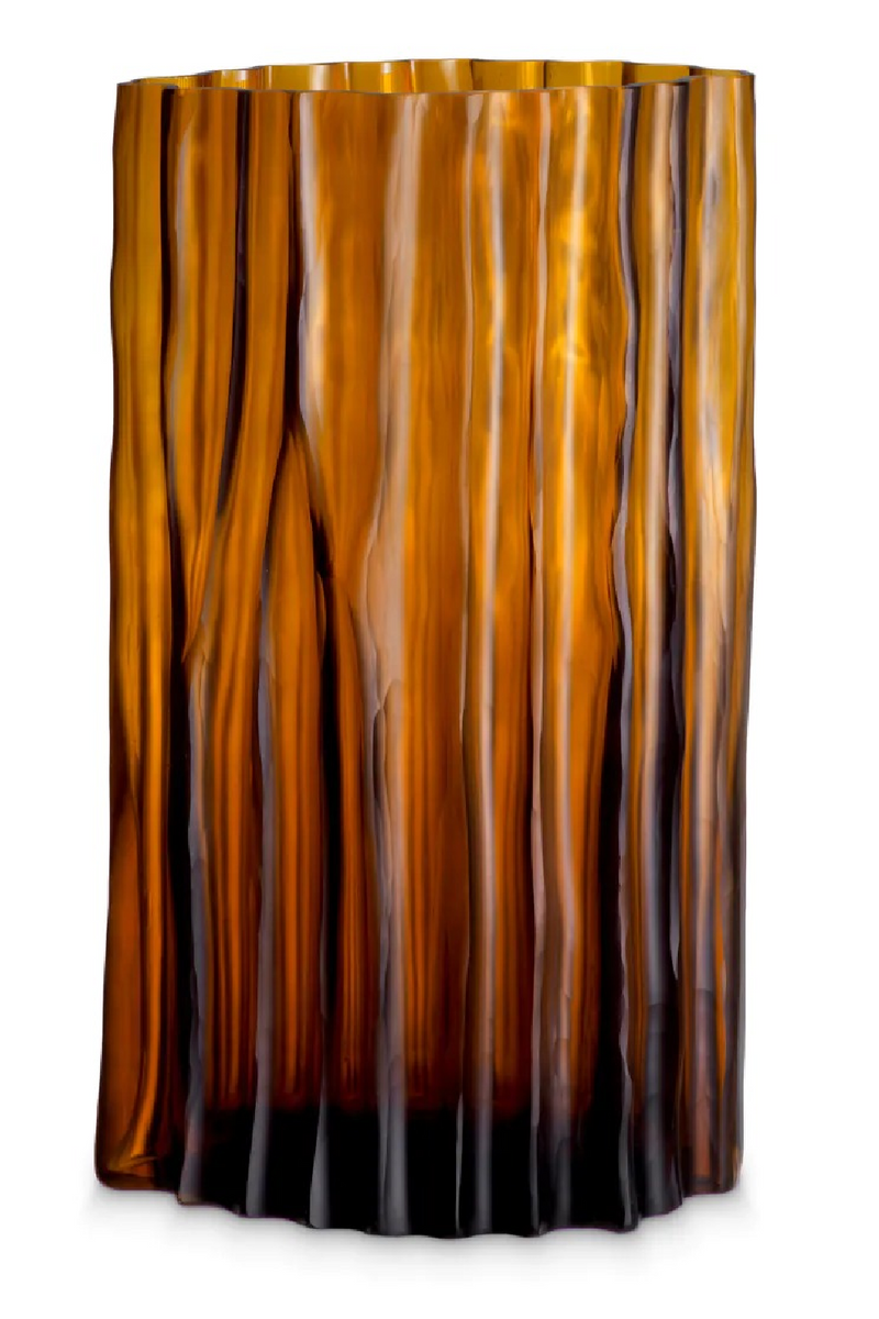 Fluted Amber Glass Vase | Eichholtz Vivente | Oroatrade.com