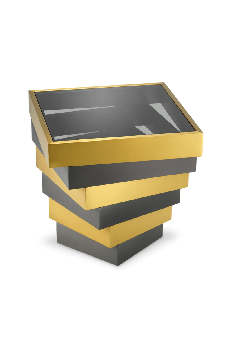 Smoked Glass Tiered Side Table | Eichholtz Zamora | Oroatrade.com