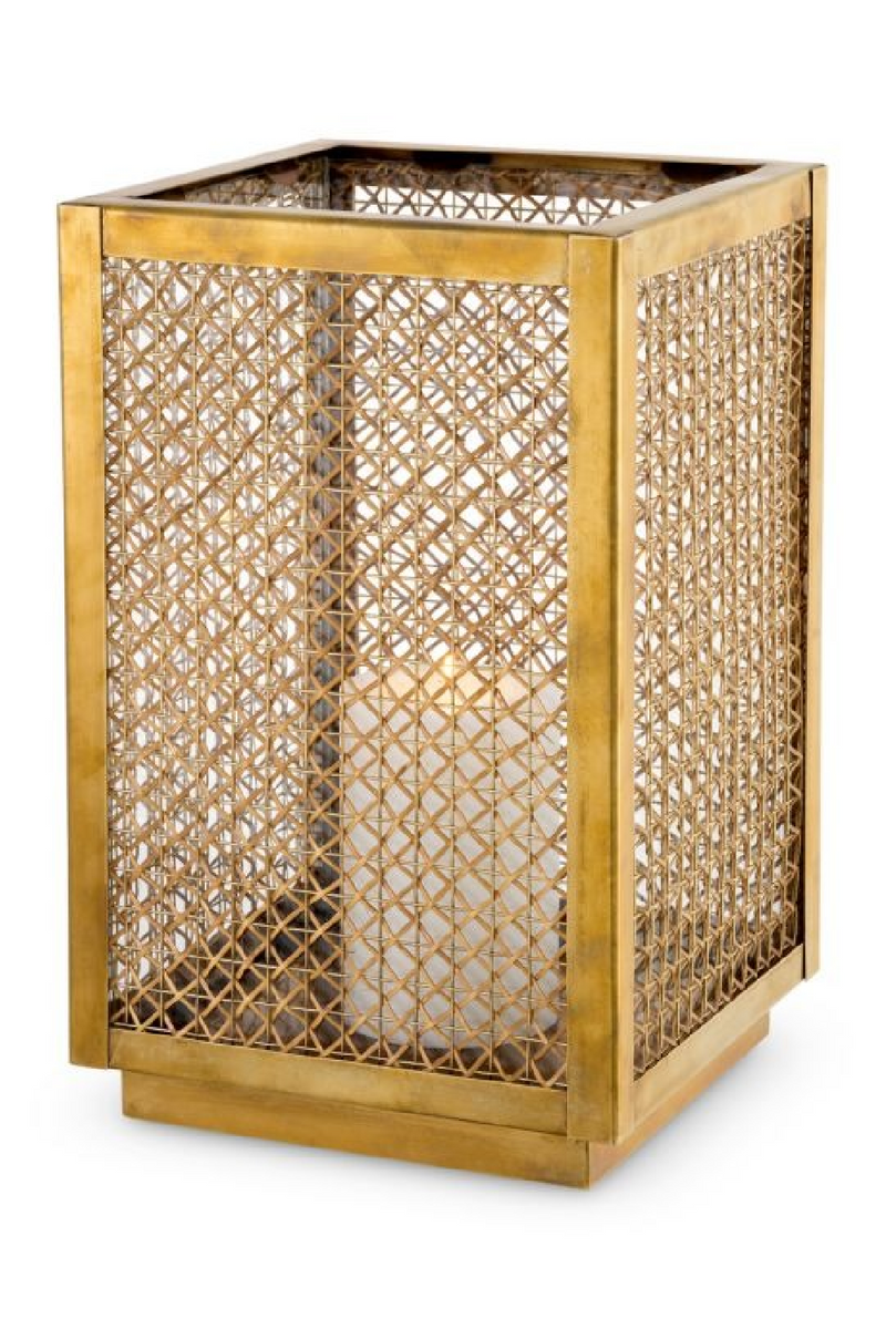 Brass Framed Rattan Hurricane | Eichholtz Cairo | Oroatrade.com
