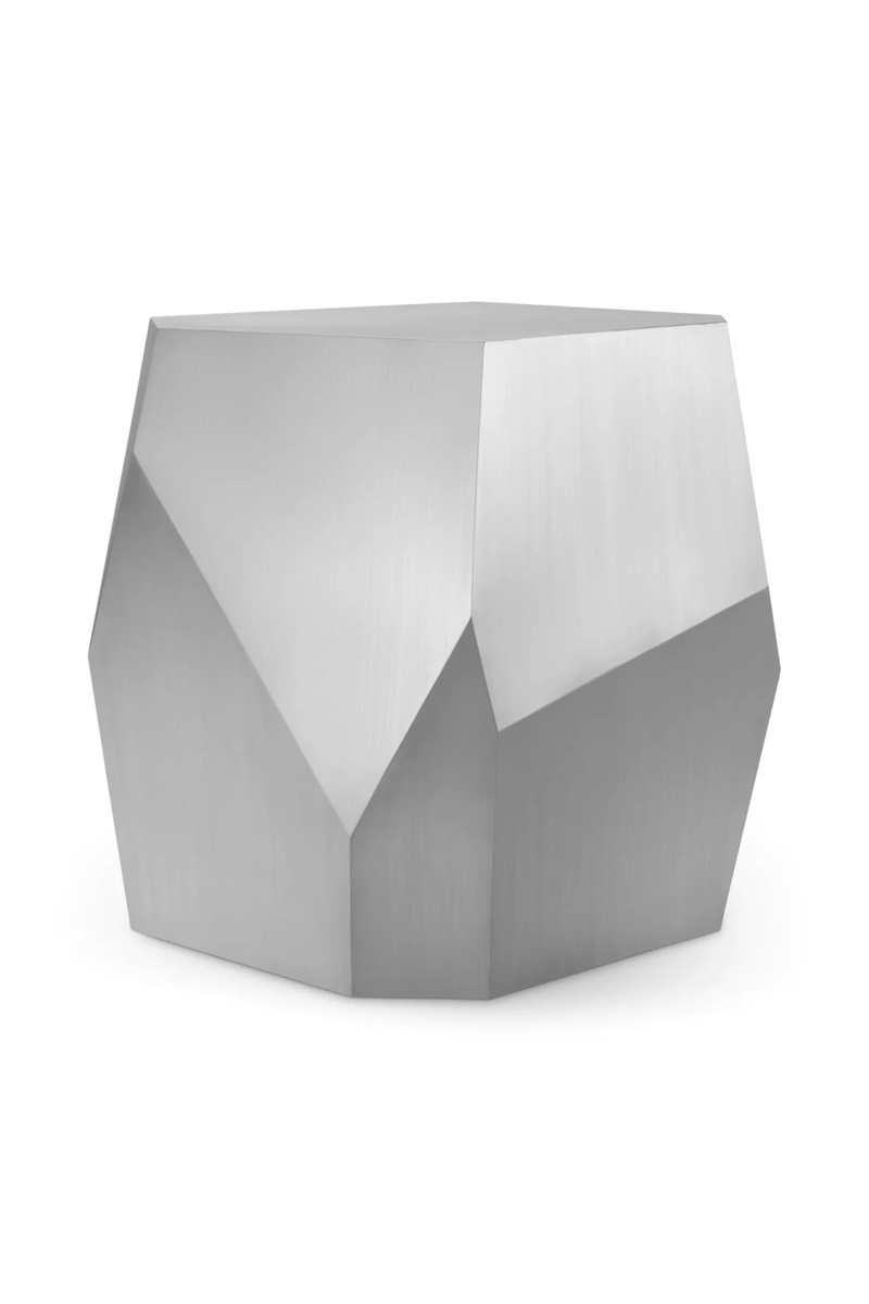 Brushed Steel Faceted Side Table | Eichholtz Ramiro | Oroatrade.com