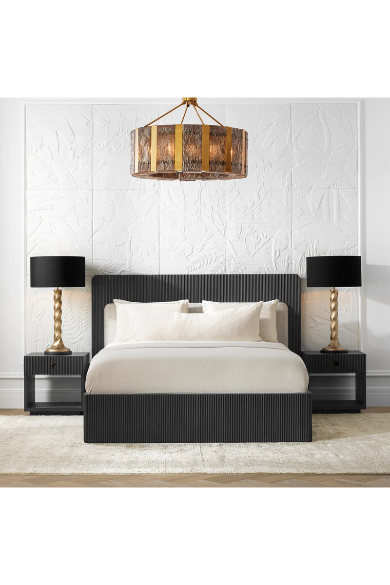 Dark Ribbed Wood Queen Bed | Eichholtz Dimitrios | Oroatrade.com