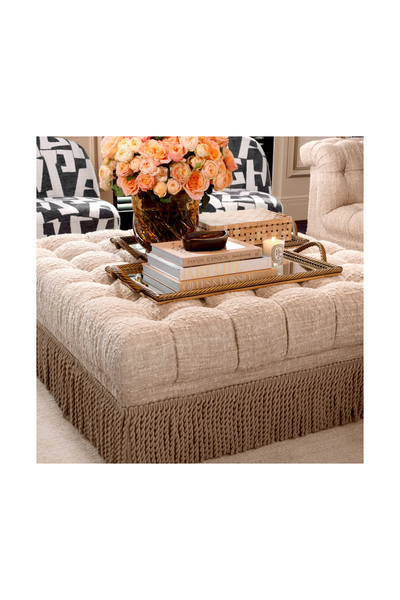 Cream Bouclé Tufted Fringe Ottoman | Eichholtz Dorantes | Oroatrade.com