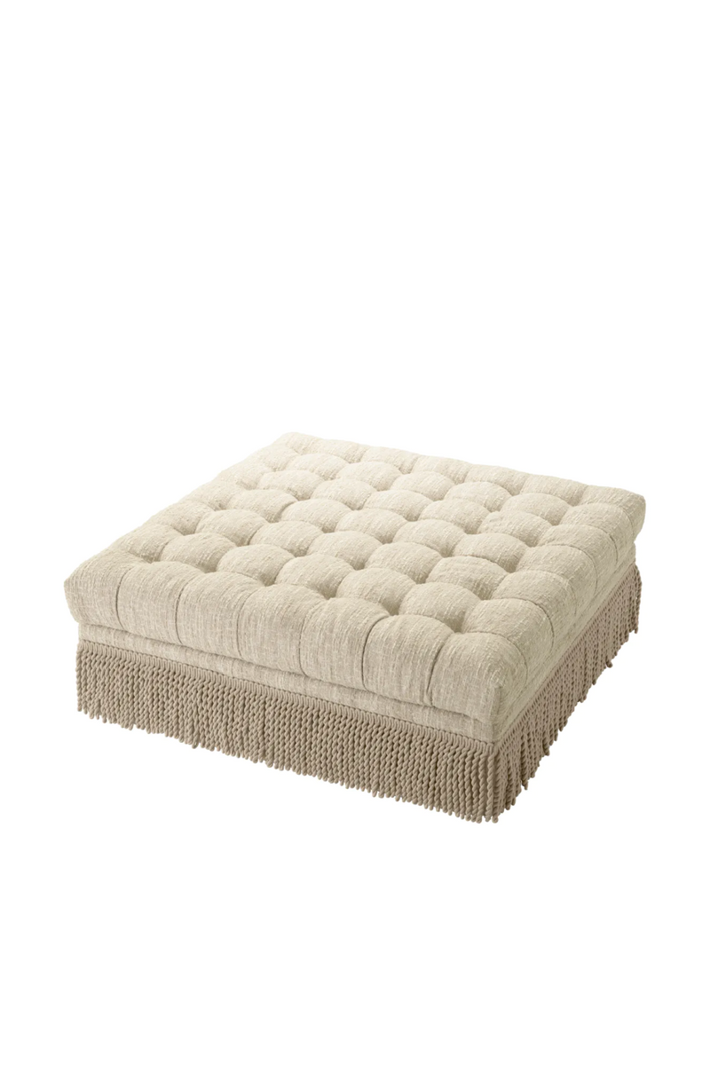 Cream Bouclé Tufted Fringe Ottoman | Eichholtz Dorantes | Oroatrade.com