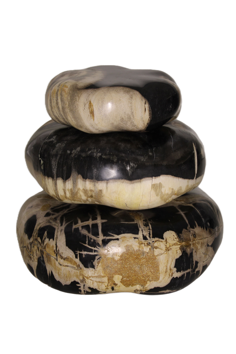 Petrified Wood Stacked Stone Set (3) | Andrew Martin | Oroatrade.com