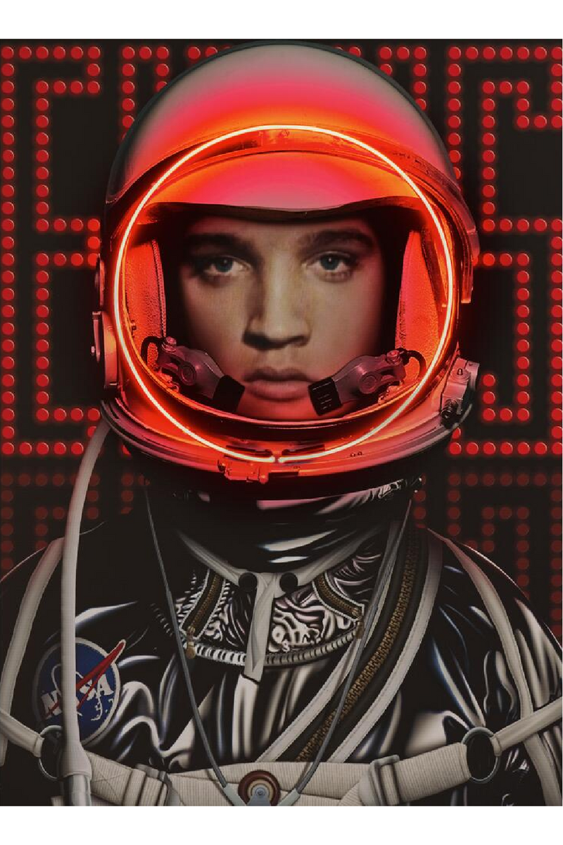 Retro Black Neon Artwork | Andrew Martin Space Man Elvis | Oroatrade.com