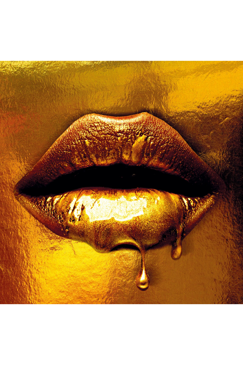 Metallic Lips Plexiglass Artwork | Andrew Martin Taste of Gold