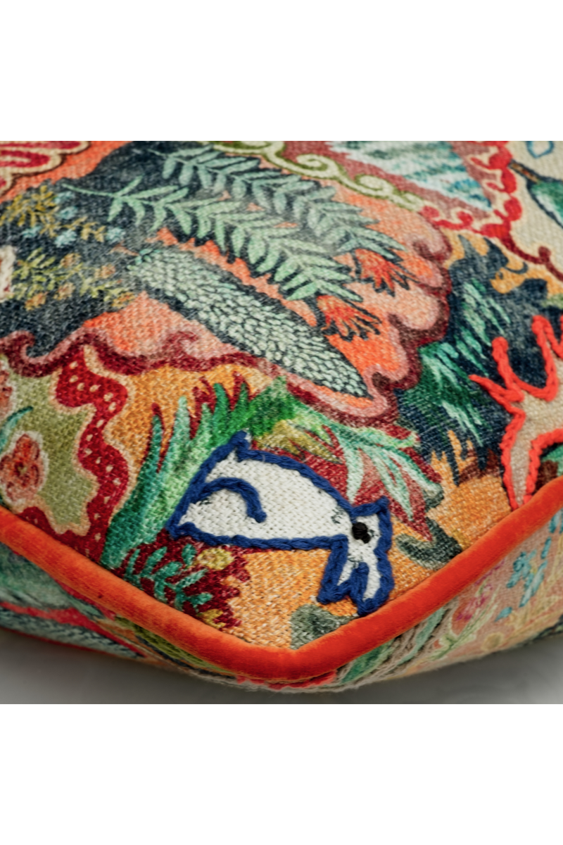 Multi-Colored Embroidered Cushion | Andrew Martin Forest | Oroatrade.com