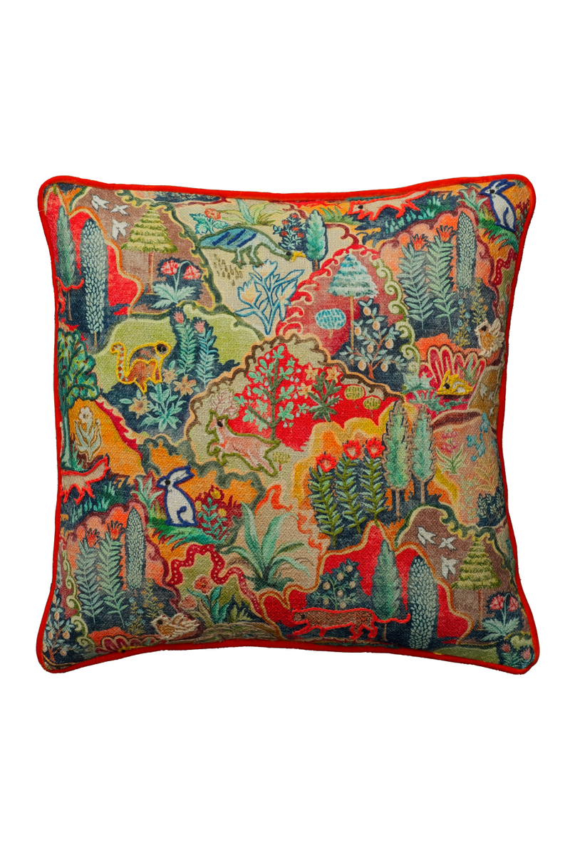 Multi-Colored Embroidered Cushion | Andrew Martin Forest | Oroatrade.com