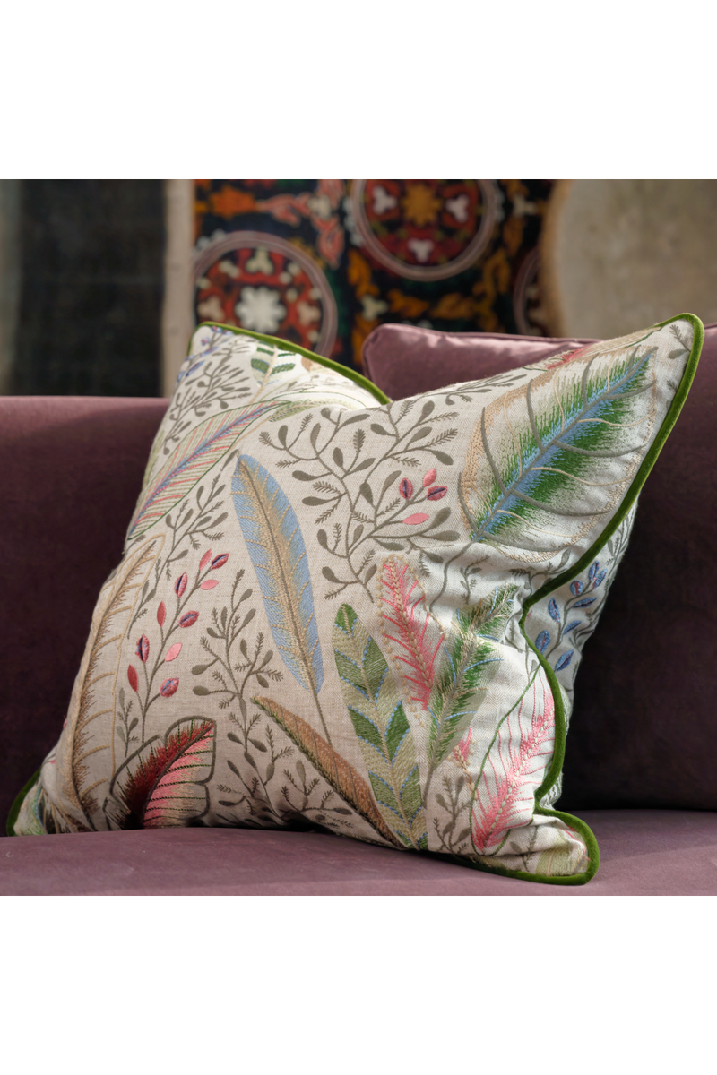 Foliage Embroidery Linen Cushion | Andrew Martin Spirit | Oroatrade.com