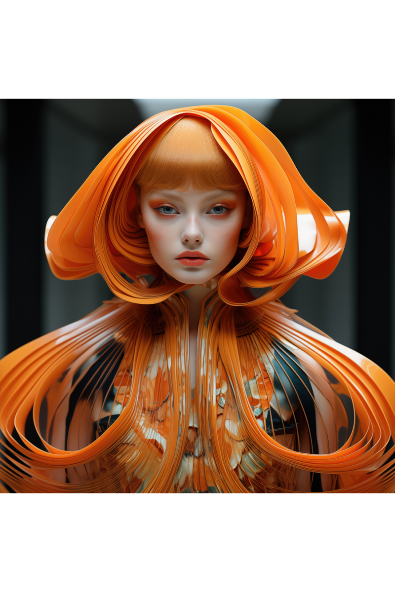 Orange Woman Plexiglass Artwork | Andrew Martin Coral Futura | Oroatrade.com