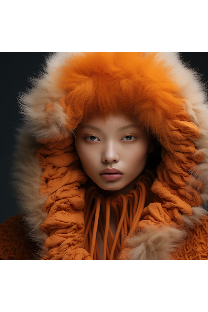 Fur-Hooded Woman Plexiglass Artwork | Andrew Martin Fire And Ice | Oroatrade.com