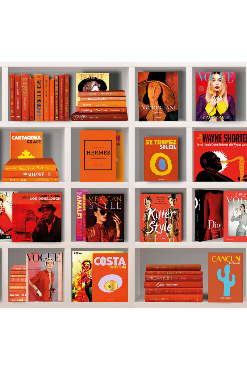 Orange-Toned Books Plexiglass Artwork | Andrew Martin Warm Feelings | Oroatrade.com