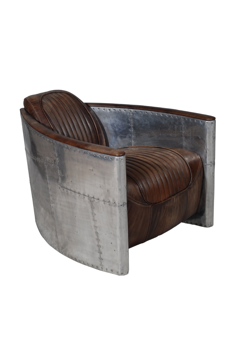 Riveted Aluminum Leather Armchair | Andrew Martin Tomcat | Oroatrade.com