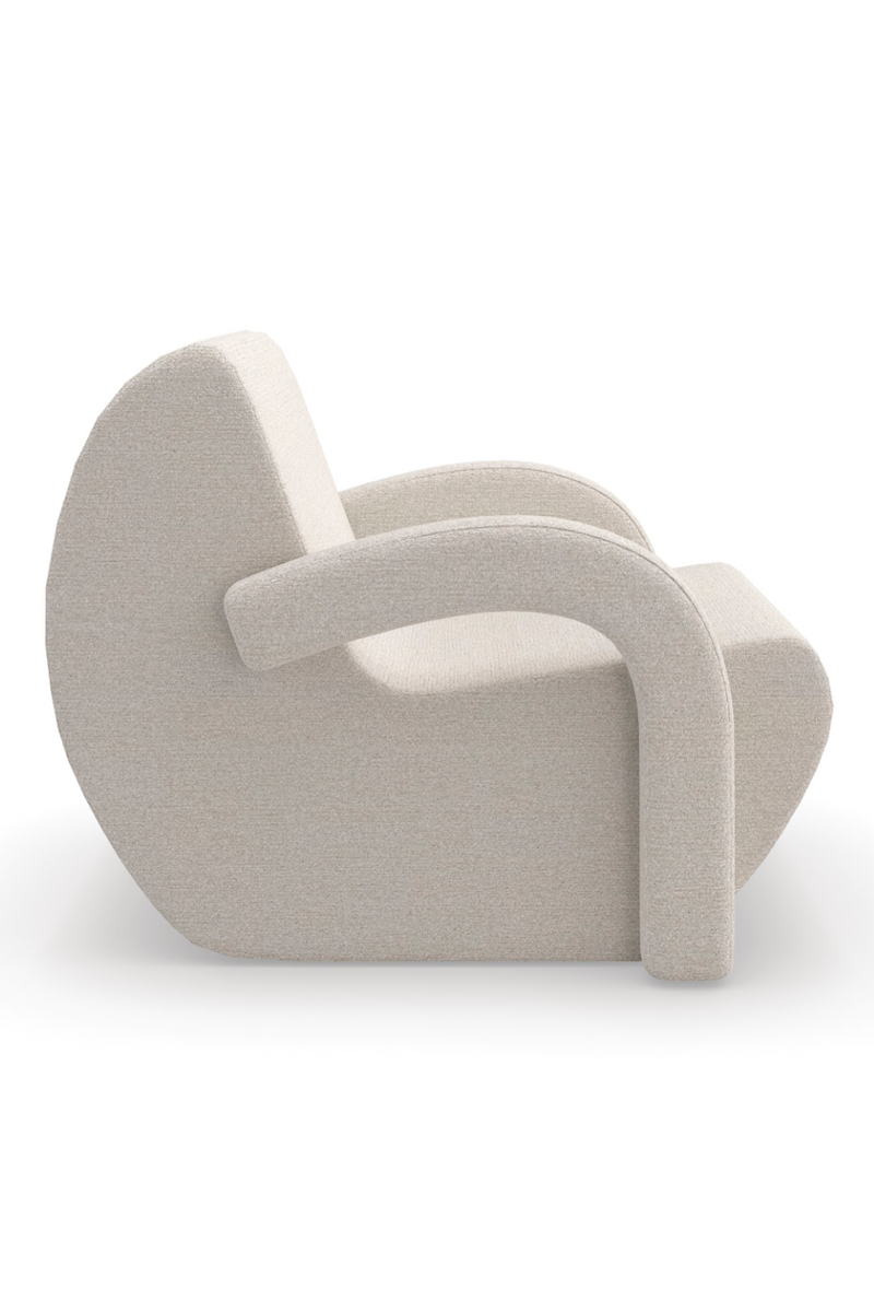 White Bouclé Arched Accent Chair | Andrew Martin Leo | Oroatrade.com