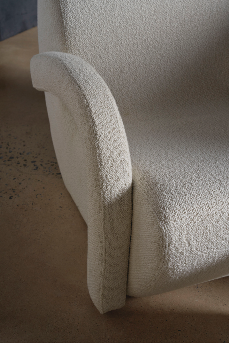 White Bouclé Arched Accent Chair | Andrew Martin Leo | Oroatrade.com