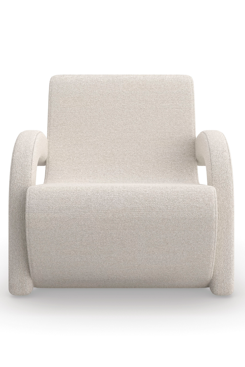 White Bouclé Arched Accent Chair | Andrew Martin Leo | Oroatrade.com