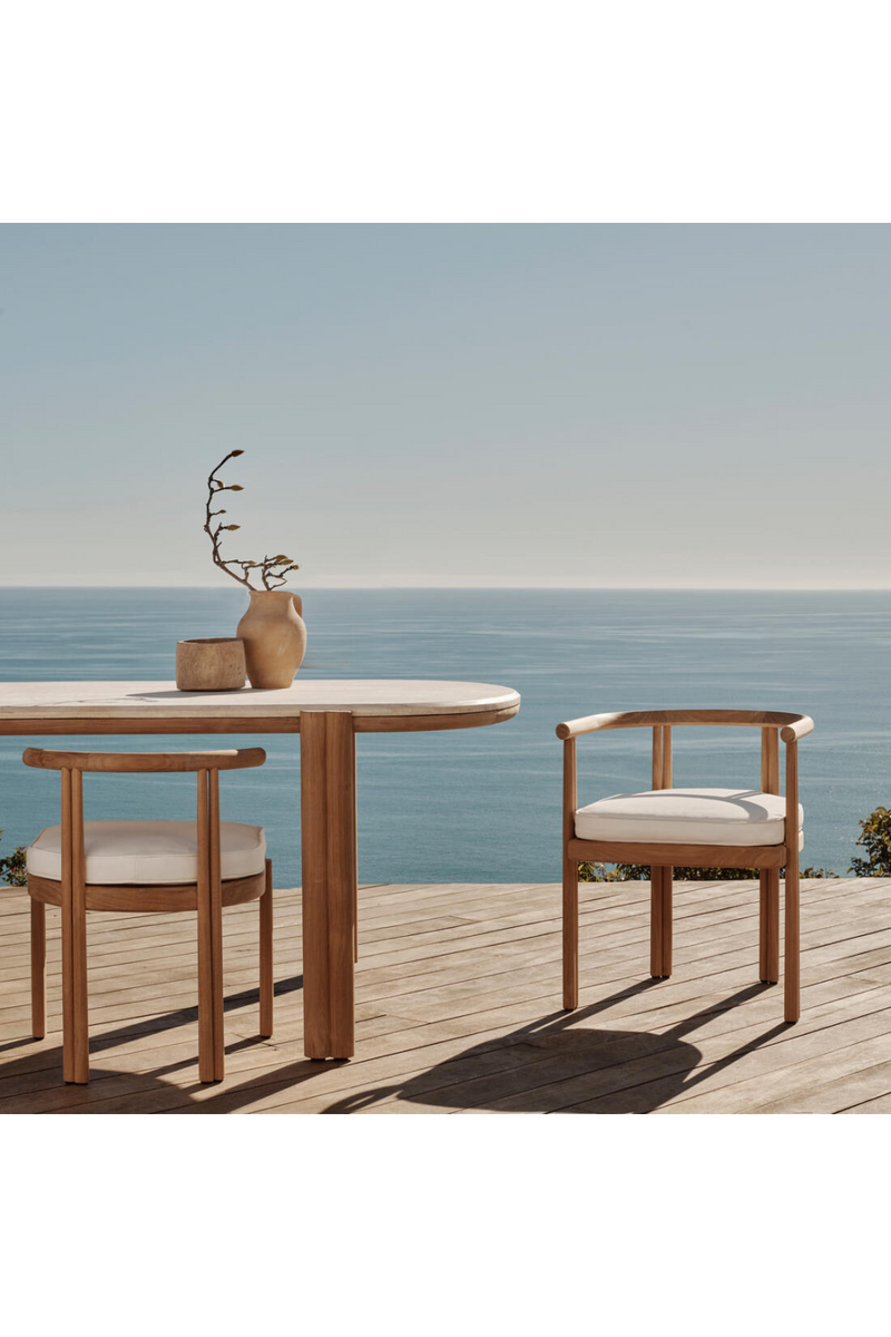 Curved Teak Outdoor Dining Armchair | Andrew Martin Cove | Oroatrade.com