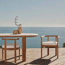 Curved Teak Outdoor Dining Armchair | Andrew Martin Cove