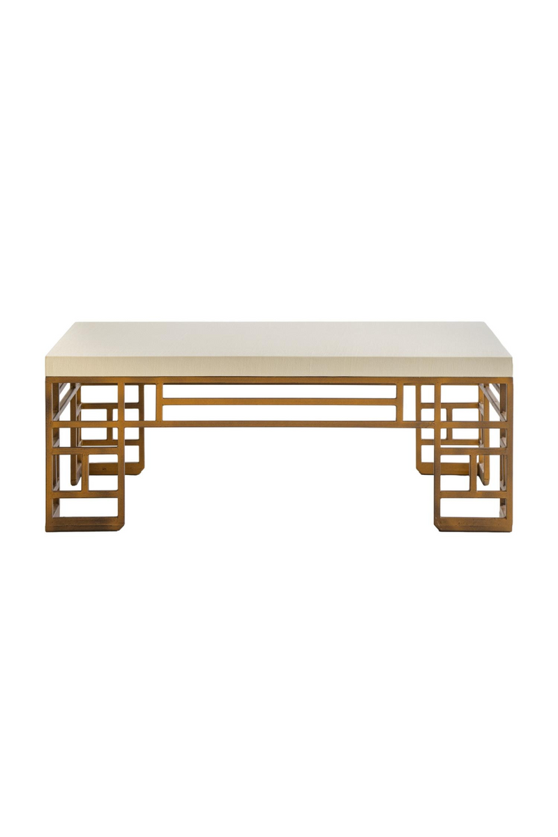 Cream Linen Brass Coffee Table | Andrew Martin Minerva | Oroatrade.com